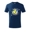 Volejbal lopta v triku - Tričko detské bavlnené - 158 cm/12 rokov ( Polnočná modrá )