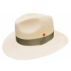 Luxusný panamský klobúk Fedora so sivo-zelenou stuhou - ručne pletený, UV faktor 80 - Ekvádorská panama - Mayser Gedeon Veľkosť: 56 cm