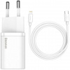 Baseus TZCCSUP-B02 Super Si Quick nabíjačka USB-C 20W + Simple Wisdom Data kábel USB-C to iP 1m White