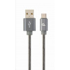 GEMBIRD Kabel USB 2.0 AM na Type-C kabel (AM/CM), 2m, metalická spirála, šedý, blister, PREMIUM QUALITY CC-USB2S-AMCM-2M-BG