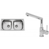 Set Sinks (dřez Okio 780 DUO V 0,5 mm, matný + baterie Mix 350 P Chrom - lesklý) OK78DVMI350PC