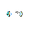 Náušnice bižutérie so Swarovski kryštálmi zelené fialové okrúhle 51037.5