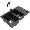 Mexen Gaspar granitový drez 1,5-komorový s odkvapávačom a kuchynskou batériou Telma, čierny - 6507-77-670200-70
