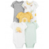 CARTERS CARTER'S Body krátky rukáv Yellow & Grey neutrál 5ks NB/ veľ. 56