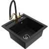 Mexen Vito žulový drez s 1 komorou s kuchynskou batériou Duo, čierny - 6503-77-671701-57-B