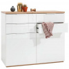 Carryhome KOMODA, dub artisan, biela s vysokým leskom, 120/102/50 cm - Obývacie zostavy - 002593009401