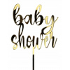 TOPPER BABY SHOWER ZE ZŁOTEJ PLEKSI LUSTRZANY DEKORÁCIA NA TORT PIKER ZLATÝ