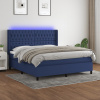 vidaXL Posteľ boxsping s matracom a LED modrá 160x200 cm látka - Modrá - 166443-100804