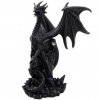 MystiCalls Soška Černý drak na skále, 21 cm