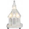 MagicHome Vianoce Dekorácia MagicHome Vianoce, Kostol biely, 4 LED teplá biela, 2xAAA, interiér, 10x9x17 cm, .