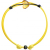 Šnúrkový Glosery náramok s lesknúcim krištáľom v tvare srdca od Swarovski®, mini šnúrka 1mm, žltá šnúrka 1,5mm Obvod zápästia: M 18-19 cm, Srdiečko: priehľadné, Mini šnúrka: ružová