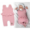 Pletené láclové nohavice Girl s volánikom, Baby Nellys, púdrovo ružové, veľ. 68 Baby Nellys