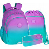 OMBRE SCHOOL BACKPACK TYRKYSOVÝ GRADIENT COOLPACK PICK + 2 ďalšie produkty (Pick Gradient čučoriedkový batoh pre mládež + peračník + taška na topánky)