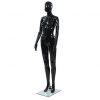 zahrada-XL Dámska figurína, sklenený podstavec, lesklá čierna 175 cm 142929