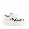 TENISKY MM6 LEATHER SNEAKERS MAXI LOGO PRINT WHITE