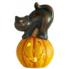 MagicHome Vianoce Dekorácia MagicHome Nature, Tekvica LED, mačka, keramika, 22 cm
