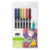 Tombow ABT sada oboustranných fixů Manga Wind 6 ks + vodní štětec - KALIA paper, s.r.o.
