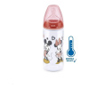 NUK Dojčenská fľaša na učenie Disney Mickey s kontrolou teploty 300 ml červená červená