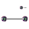 Titánový piercing do bradavky s vnútorným závitom a zirkónmi Amelia Farba: Vitrážové - stredná, Velikost koncovky: 6 mm, Délka / Průměr: 16 mm