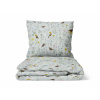 Krepové obliečky Vtáčiky v kvetoch - mentol Veľkosť: 140 x 200 + 70 x 90