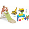 Set šmykľavka s vodnou hrou a stôl pieskovisko Summer KS Slide Life Smoby dĺžka šmyku 150 cm a stavbárske odrážadlo s prívesom