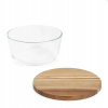 Sklenená nádoba MAIRA s dreveným viečkom S 19x10 cm HOMLA