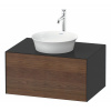DURAVIT White Tulip závesná skrinka pod umývadlo na dosku, 1 zásuvka, 800 x 550 x 408 mm, americký orech masív/grafit vysoký lesk, WT4975077H1