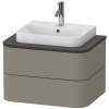 DURAVIT Happy D.2 Plus závesná skrinka pod umývadlo pod dosku, 2 zásuvky, 650 x 480 x 408 mm, kameňovo šedá matná lakovaná, HP496009292