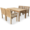 Noela Záhradný drevený nábytok - stôl Garden I. + 4x kreslo Kingsbury, teak NOELA 345917SETK14