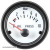 AUTOSTYLE Classic white merač tlaku oleja -- rozsah 0-10bar montážny priemer 52 mm -- zelené osvetlenie čísel