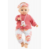Paola Reina Realistické bábätko - dievčatko Sonia v oblečení s ružičkami so zvukom