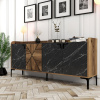 Konzolový stolík Venedik - Walnut, Black Marble