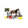 Teddies Kôň česacia hnedý plast s doplnkami a ohradou v krabici 34x25x5cm