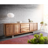 TV stolík Live Edge 200 cm akácia prírodná 4 dvierka 2 zásuvky