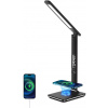 Stolná lampa LED stolná lampička IMMAX KINGFISHER Qi čierna s bezdrôtovým nabíjaním Qi a USB (08965L)