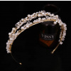 B-TOP Ručne vyrábaná svadobná čelenka s perlami a kryštálmi - strieborná / zlatá Druh barvy: Zlatá