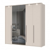 JL Päťdverová šatníková skriňa Baptiste so zrkadlom a LED osvetlením-béžová