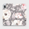 Flipové pouzdro Mobiwear - Samsung Galaxy A10 - MX06S Květy na šedém pozadí (Knížkové flip pouzdro, obal, kryt na mobil Samsung Galaxy A10 - MX06S Květy na šedém pozadí, materiál Umělá kůže + TPU - oc