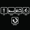 Tričko s potlačou cyklistov EAT, SLEEP, SEX, BIKE, REPEAT, Barva Černá, Velikost XS, Canvas Pánské tričko s krátkým rukávem Bezvatriko.cz 0334