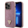 Zadný kryt Guess Rhinestones Triangle Metal Logo pre iPhone 15 Pro Pink