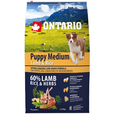 ONTARIO Puppy Medium Lamb & Rice 6,5kg Množstevné zľavy: 2 balenie