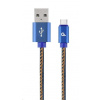 GEMBIRD Kabel USB 2.0 AM na Type-C kabel (AM/CM), 2m, opletený, jeans, blister, PREMIUM QUALITY CC-USB2J-AMCM-2M-BL