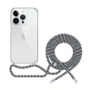 AppleMix SPELLO Crossbody kryt pre Apple iPhone 15 Pro - Gumový - Priehľadný - Čierny / Biela šnúrka