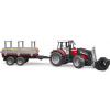 Bruder 2046 Massey Ferguson 7480 s nakladačom a prívesom na drevo