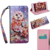 Peňaženkové kožené puzdro 3D Painted Pattern na Motorola Moto E20 / E30 / E40 - Color Owl
