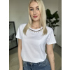 Biele tričko s perličkami Oltre Veľkosť: M/L