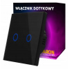 Dvojitý dotykový vypínač, sklenený, čierny, s LED BarON