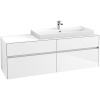 VILLEROY & BOCH Collaro závesná skrinka pod umývadlo na dosku (umývadlo vpravo), 4 zásuvky, s LED osvetlením, 1600 x 500 x 548 mm, Glossy White, C030B0DH