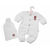 Baby Nellys 2-dielna sada Pletený overálek STAR čiapky Hand Made, biely