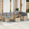 Sada zahradních pohovek s polštářem 9 pcs béžová a světle šedá Beige 3349622
